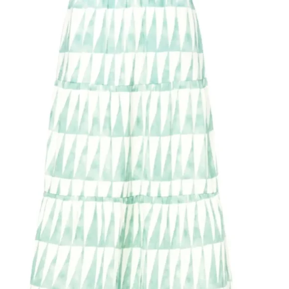 Marine Layer Corinne Double Cloth Maxi Skirt | Teal/White Geometric | Size L | - Picture 3 of 6
